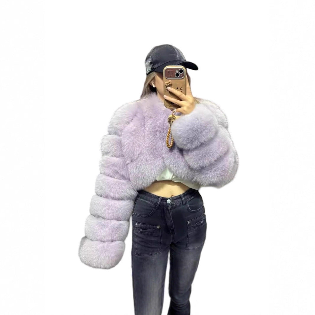Faux Fur Fox Stitching Winter Warm Coats
