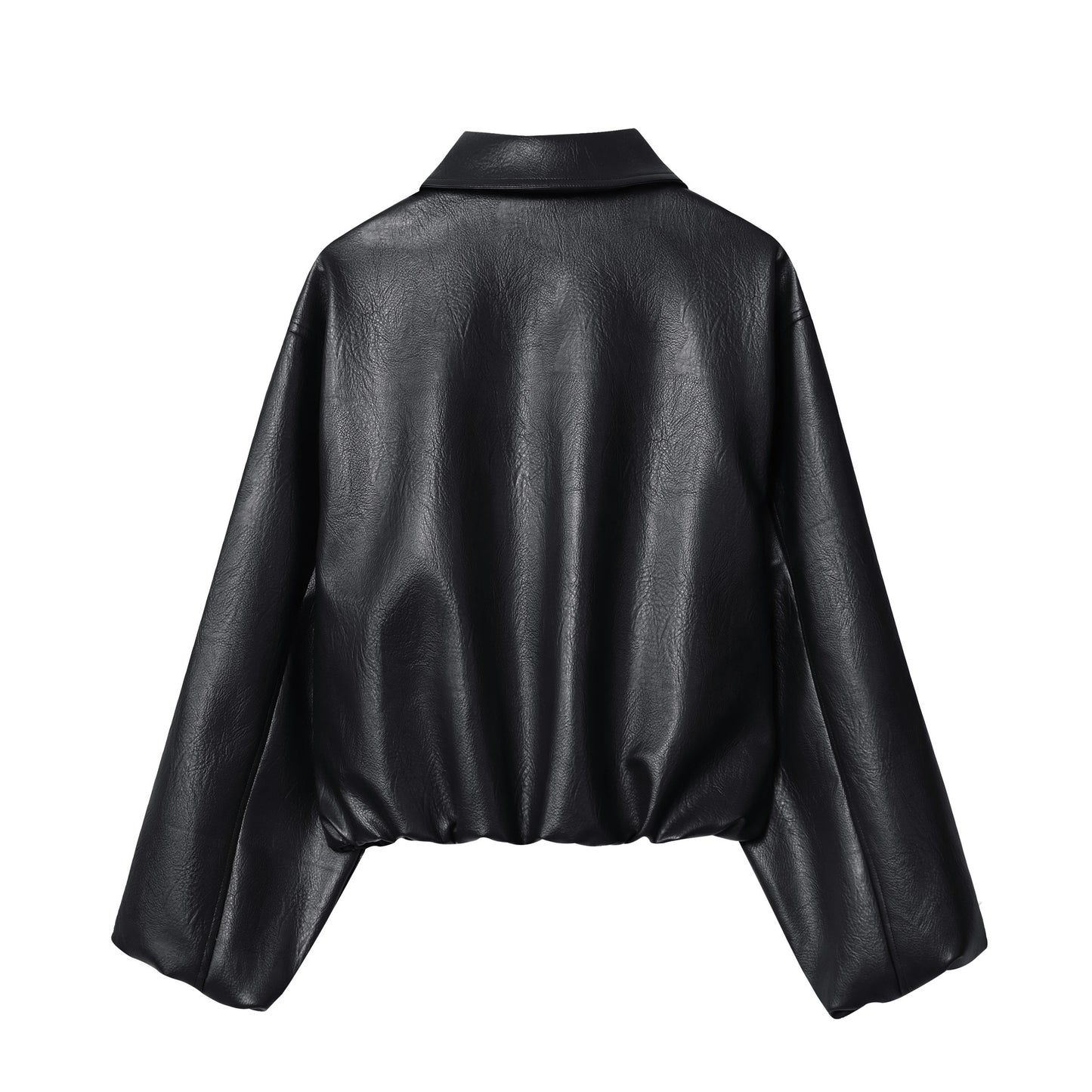 Autumn Faux Leather Solid Color Bomber Jackets