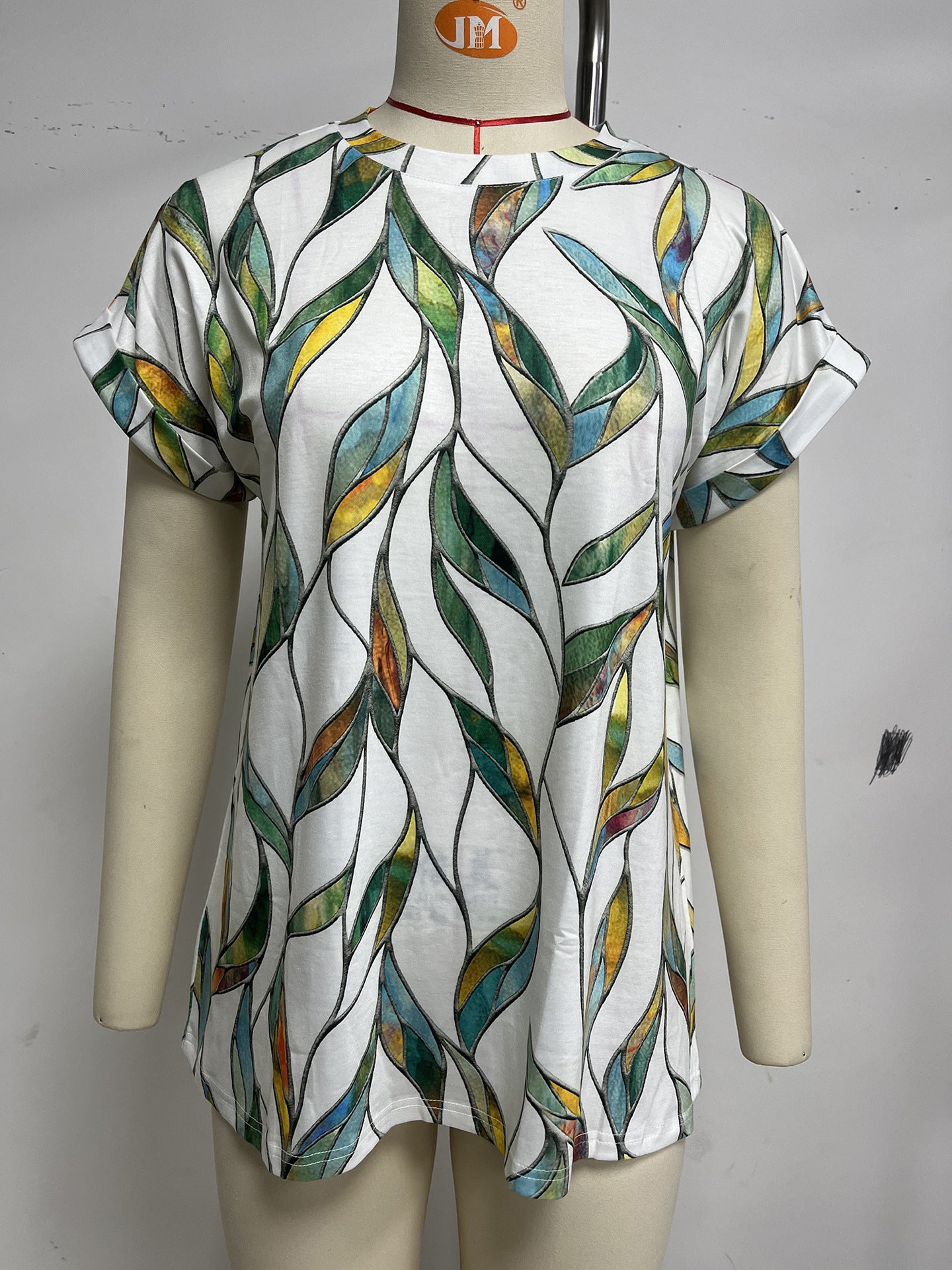 Women's Summer Printed Round Neck Loose Sleeves Women's T-shirt