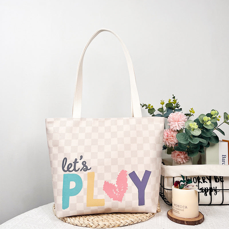 Letter Fashion Artistic Canvas Large Capacity Handbags
