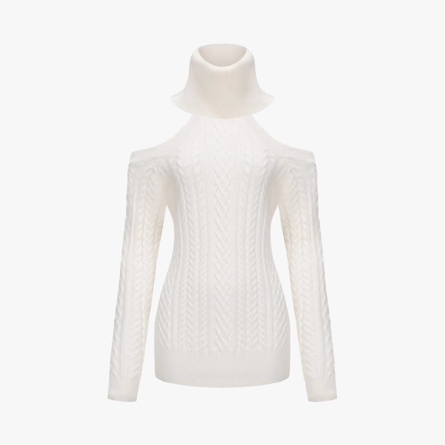 Women's Knit Turtleneck Dress Long Sleeve Strapless Sexy Hot Slimming Knitwear