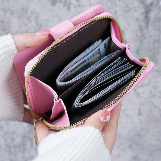 Women's Short Oil Wax Leather Retro Ladies Wallets