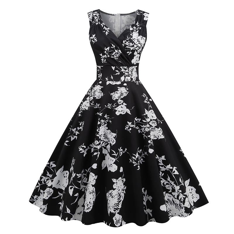 Party Style Vintage Printed Dress Cocktail Dresses