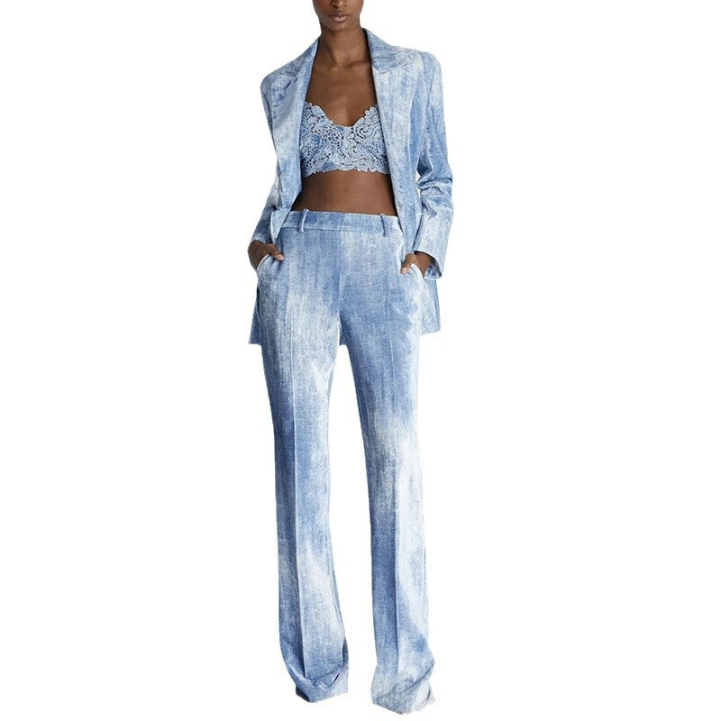 Early Spring Printed Mid-length Trousers Two-piece Suits
