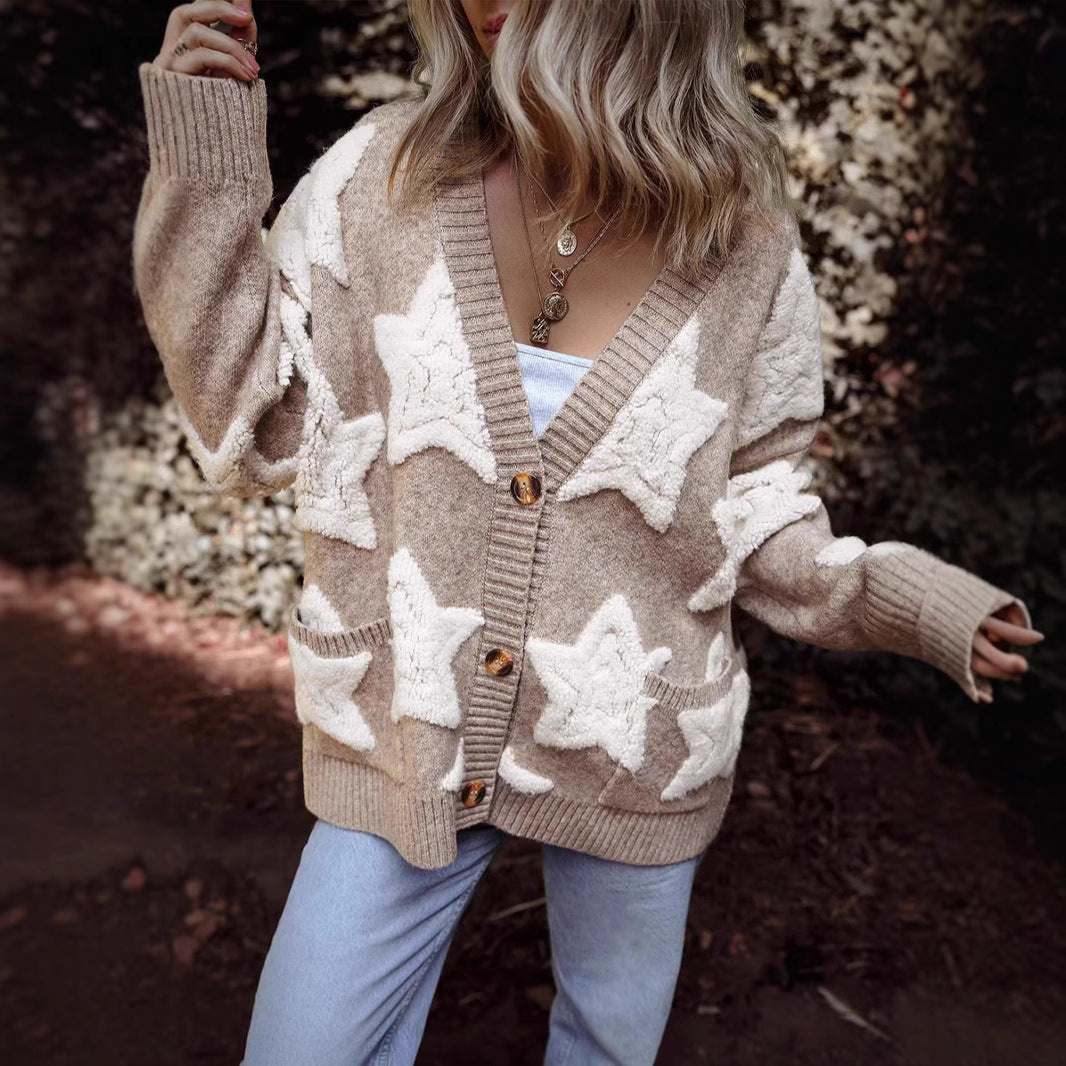 Women's Innovative Single Row Woolen Casual Sweaters