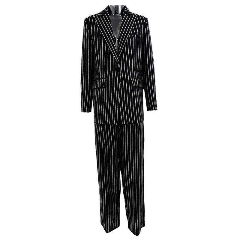 Casual Elegant Loose Rhinestone Trousers Two-piece Fashion Casual Suit