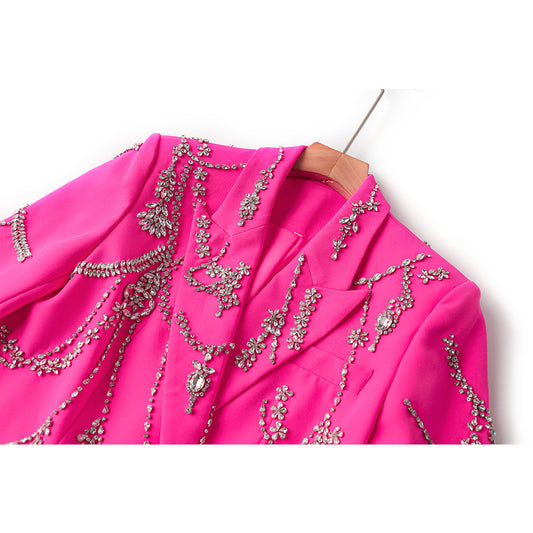 Style Super Beaded Business Dress Rose Dresses