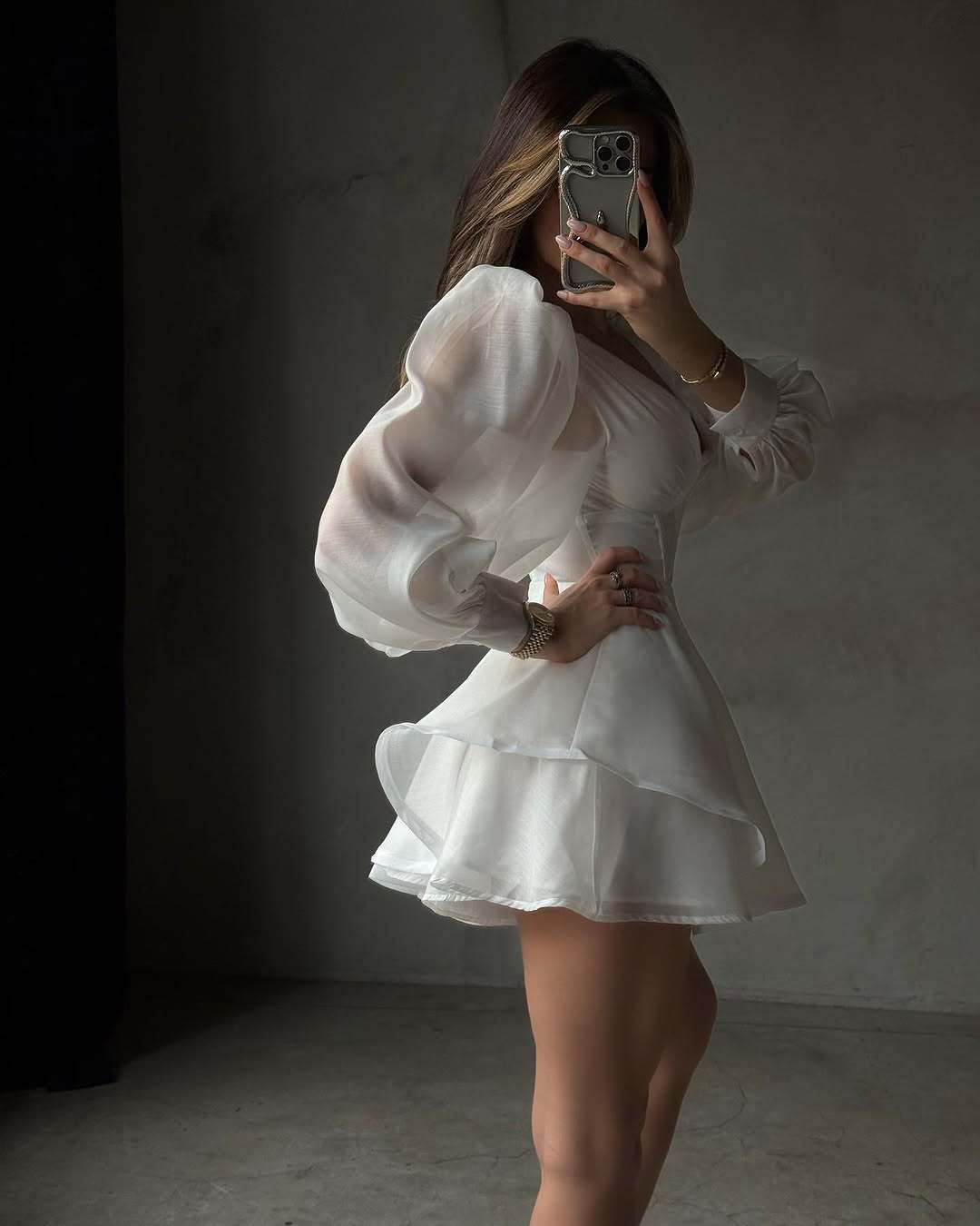 Women's Dress Long-sleeved Chiffon A- Hem Casual Solid Dresses