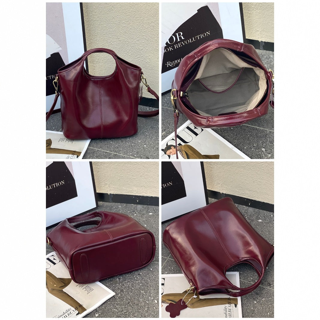 Women's First Layer Cowhide Retro Portable High-grade Shoulder Bags
