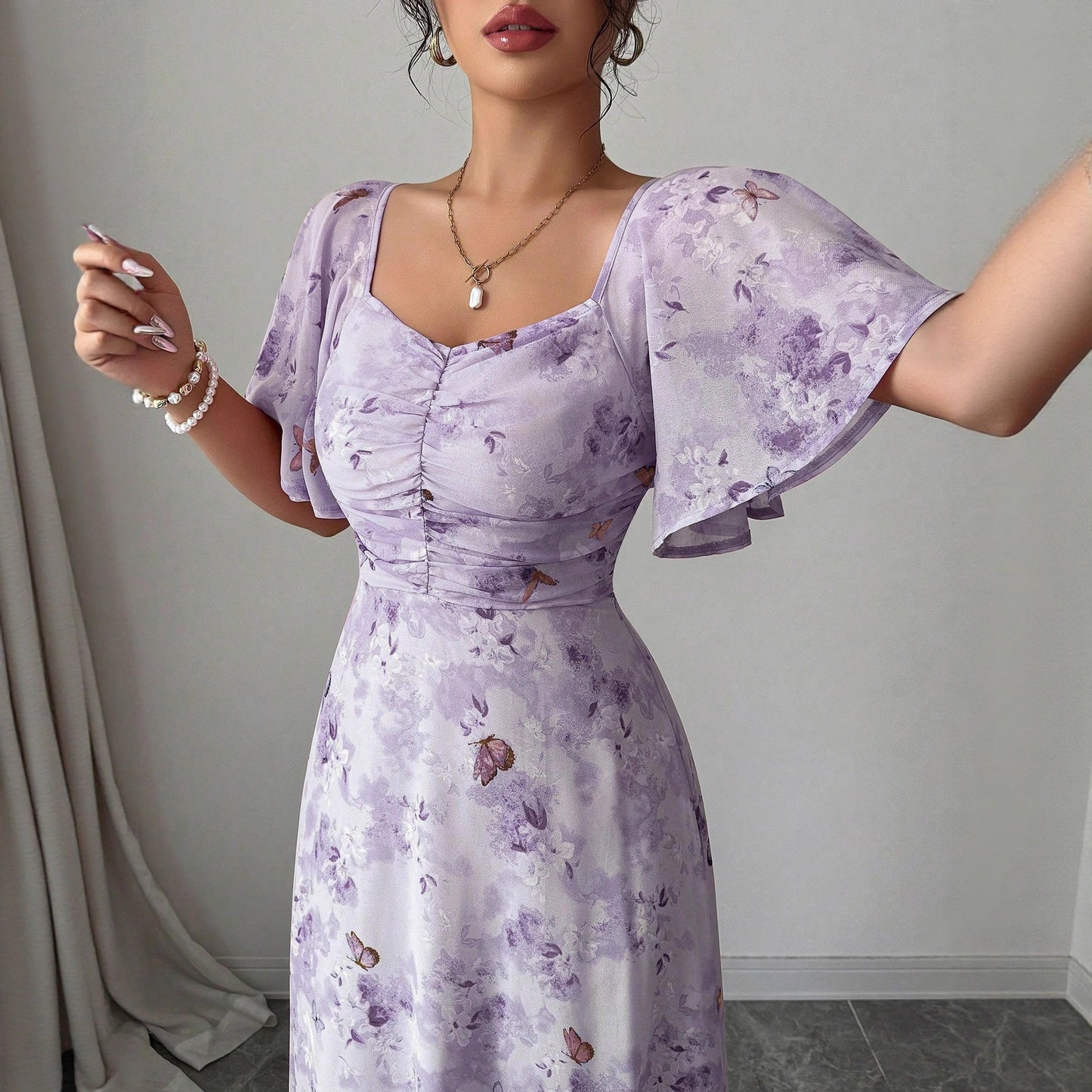 Women's Fashion Summer Floral Elegant Slimming Long Dress