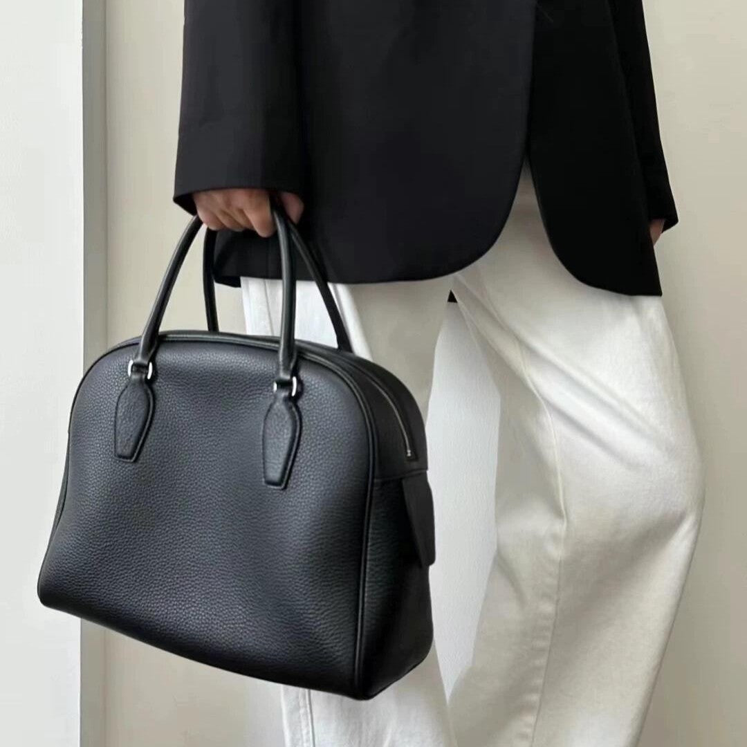 High-grade First Layer Cowhide Bowling Large Handbags