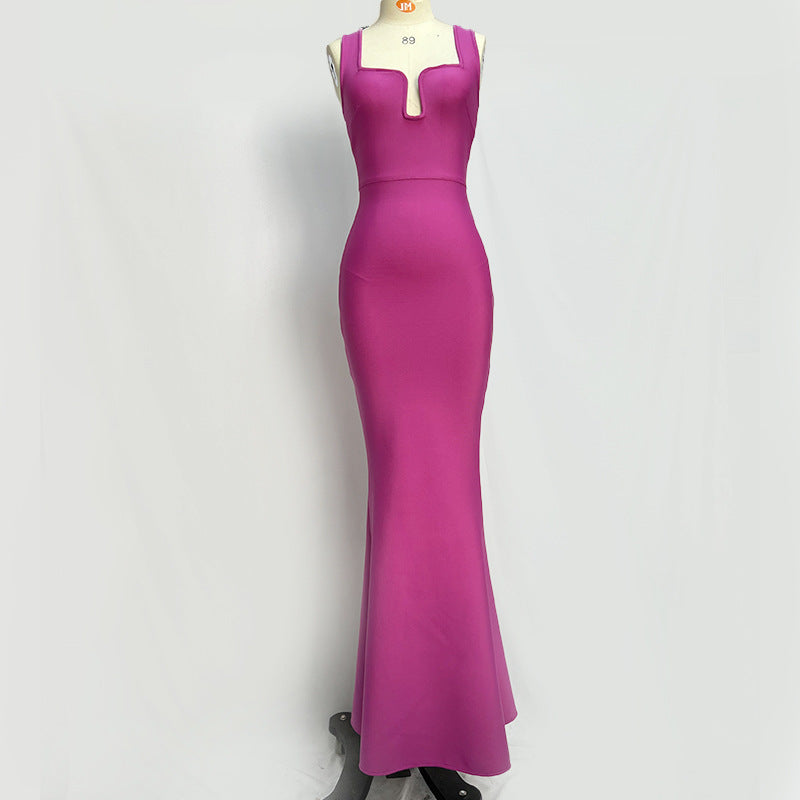 Rose Red Brace Sexy Bandage Maxi Dresses