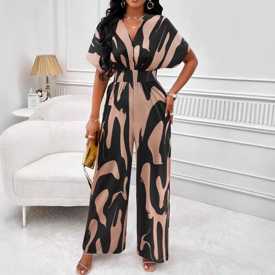 Graceful Durable Women's Sleeve Printed Fashion Jumpsuits