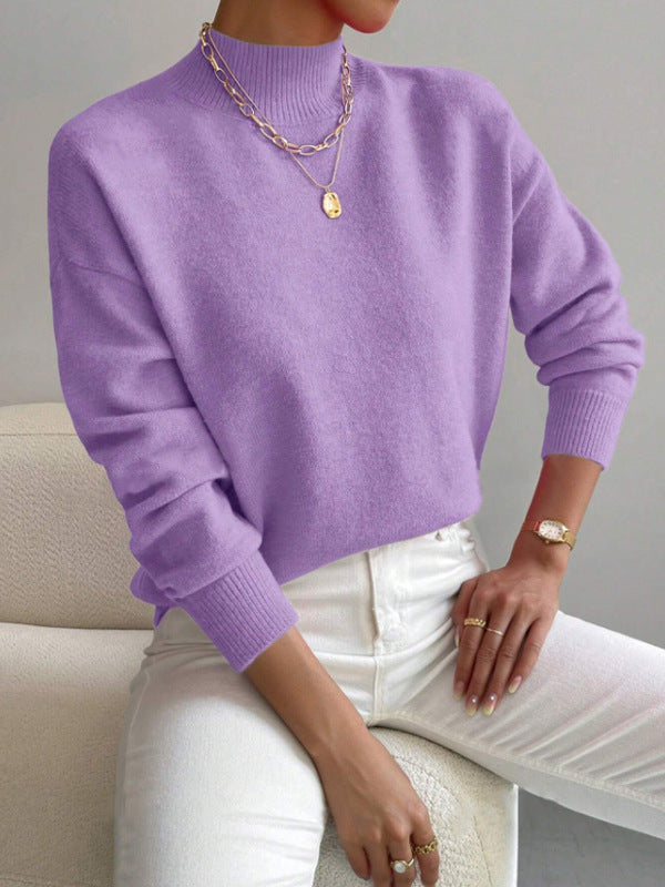 Women's Long Sleeve Fashion Solid Color Loose Sweaters