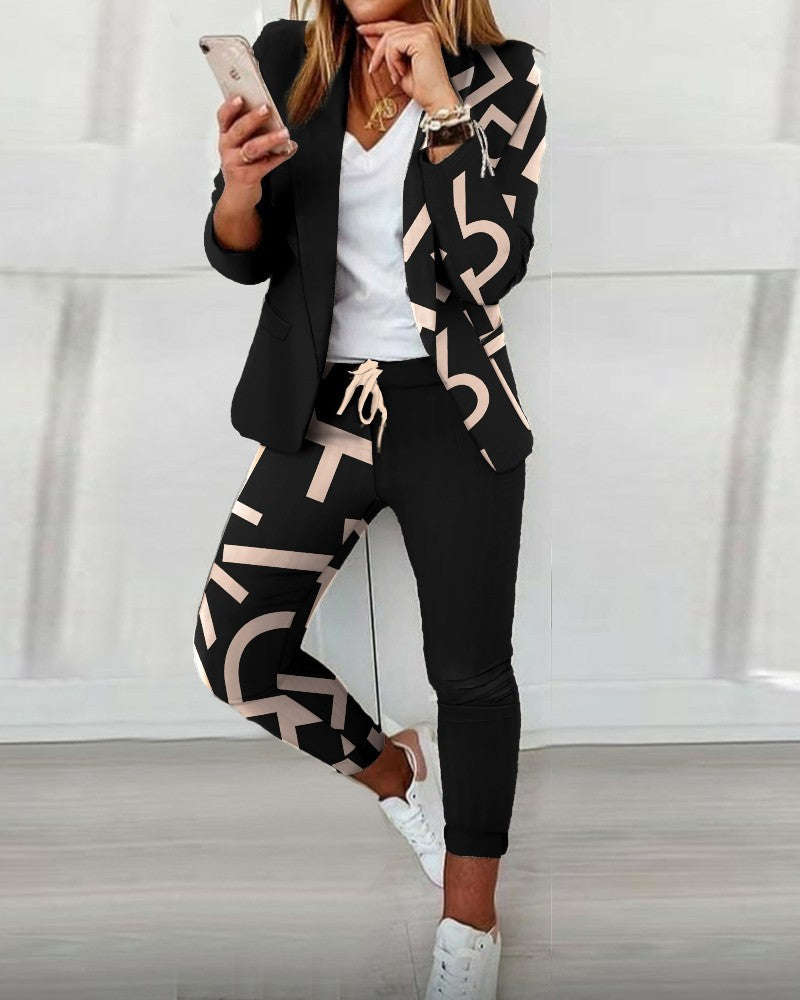 Women's Fashion Printed Long-sleeved Casual Small For Suits