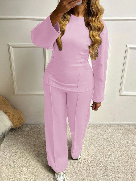 Women's Casual Fashion T-shirt Trousers Two-piece Suits