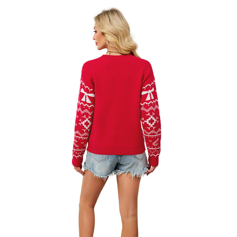 Women's Attractive Christmas Snowflake Element Casual Sweaters