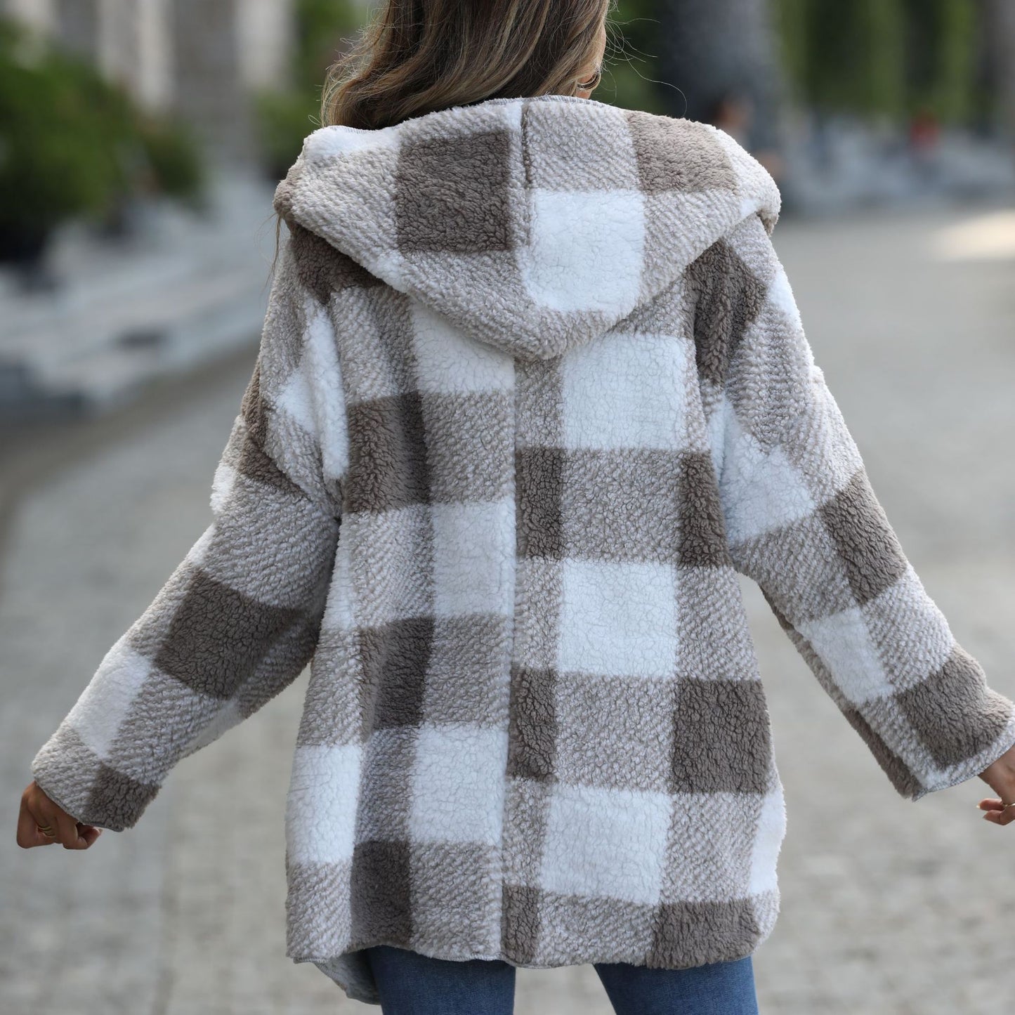 Women's Flash Veet Casual Plush Hooded Regular Long-sleeved Loose Coats