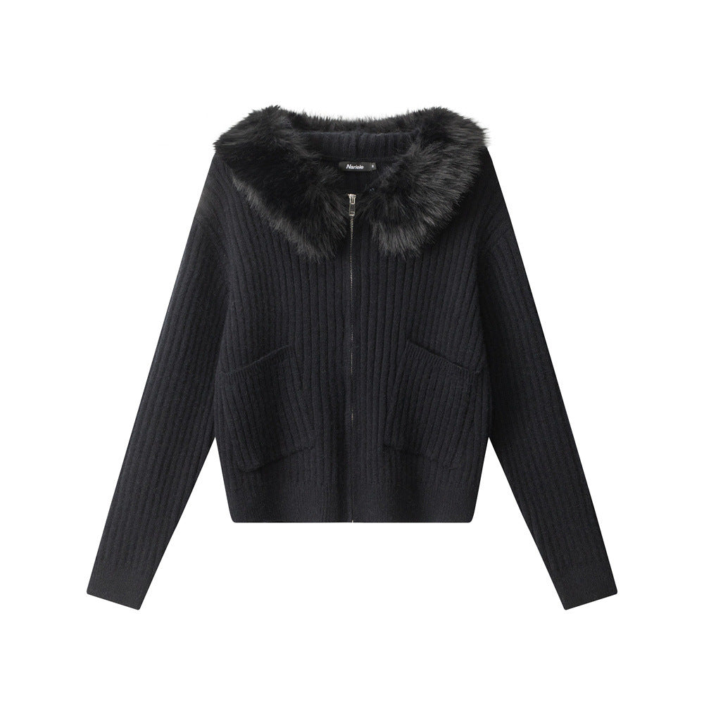 Women's New Fur Collar Hood Base Sweaters