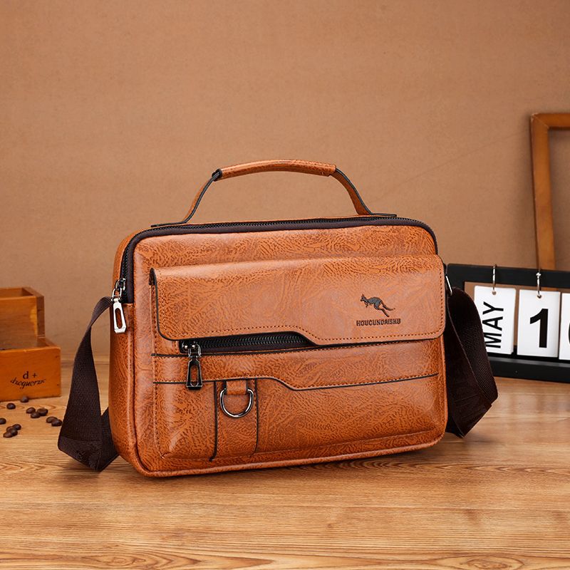 Men's Soft Leather Horizontal Large Capacity Leisure Men's Messenger Bags