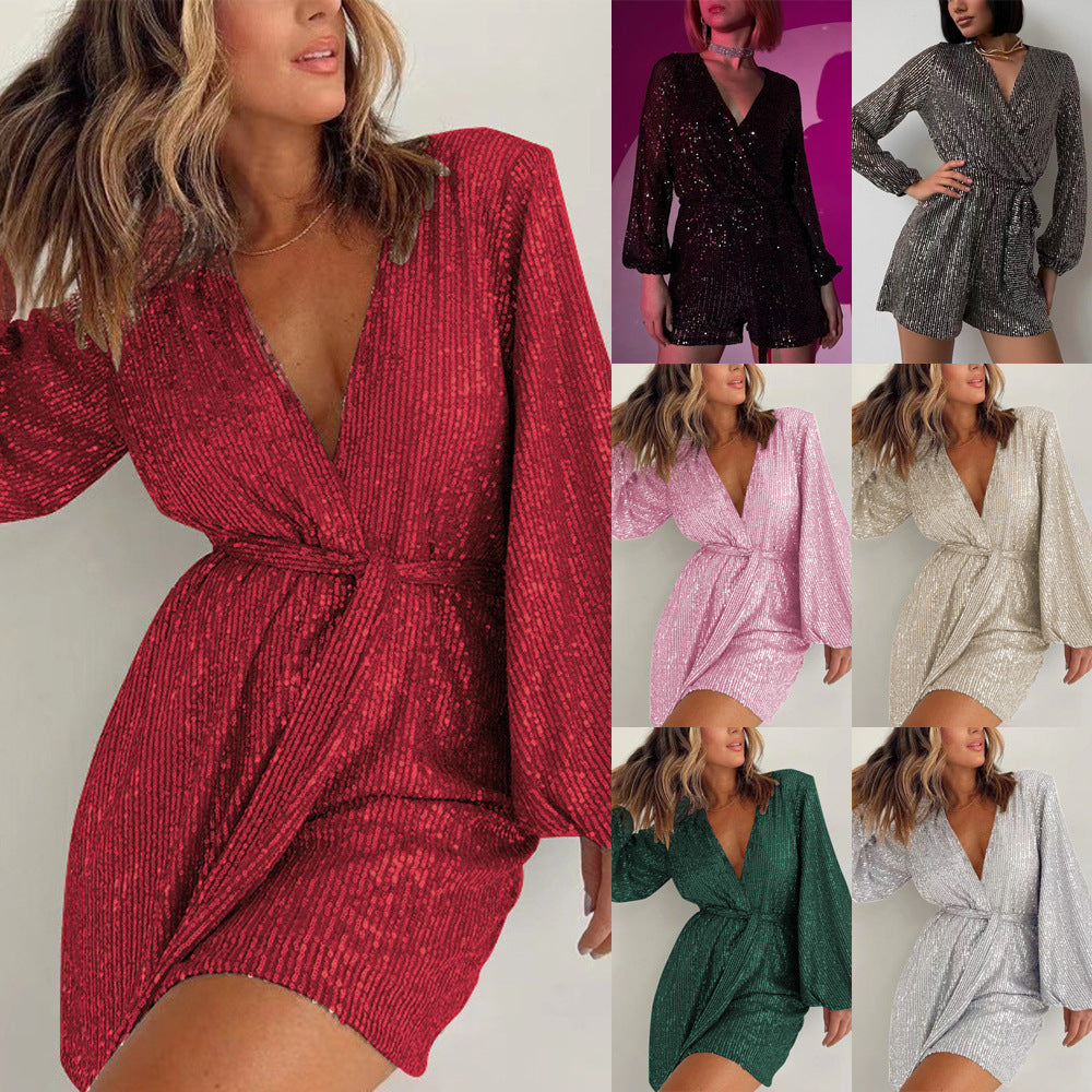 Festival Party Fashionable Sequins Long Sleeve Dresses