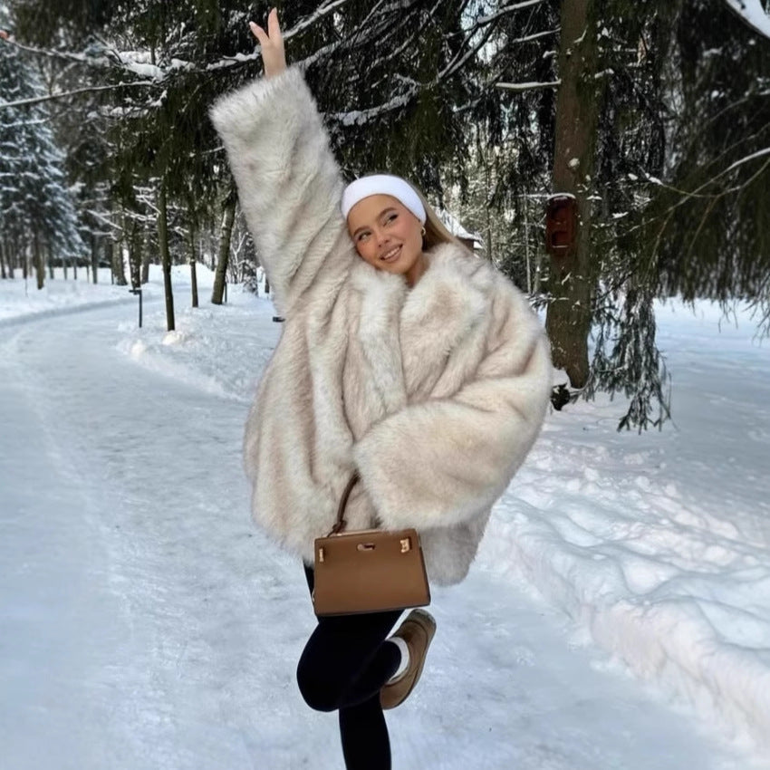Idle Style Fox Fur Thickened Warm Faux Coats