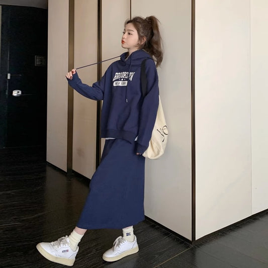 Women's Large Slimming Western Style Hooded Two-piece For Fashion Casual Suit