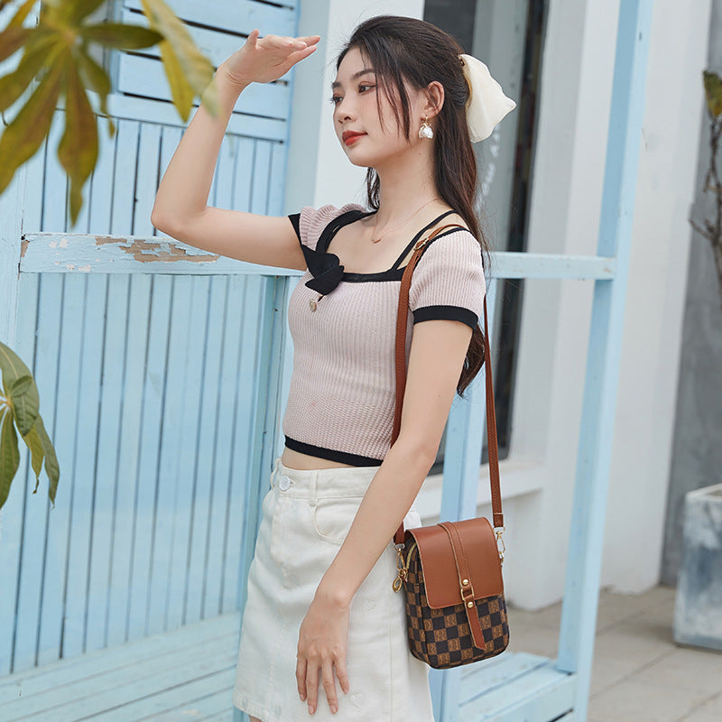 Women's Popular Mobile Printed Soft Leather Phone Bags
