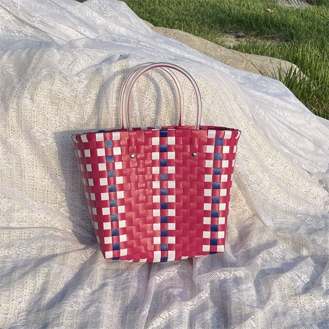 Women's Woven Large Capacity Straw Portable Vegetable Handbags