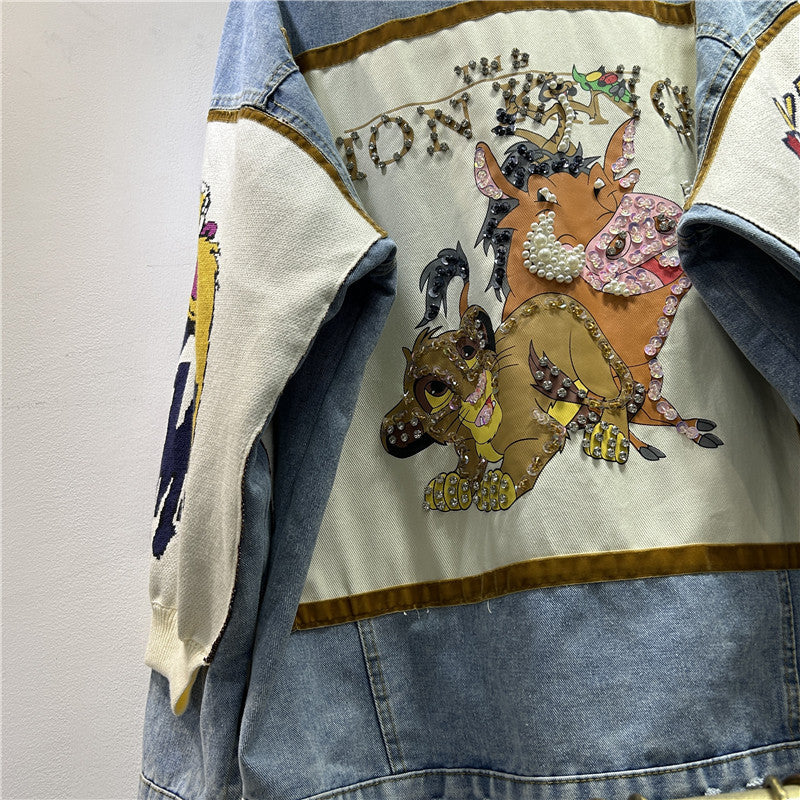 Women's Sleeve Design Stitching Fashion Bead Wide Jackets