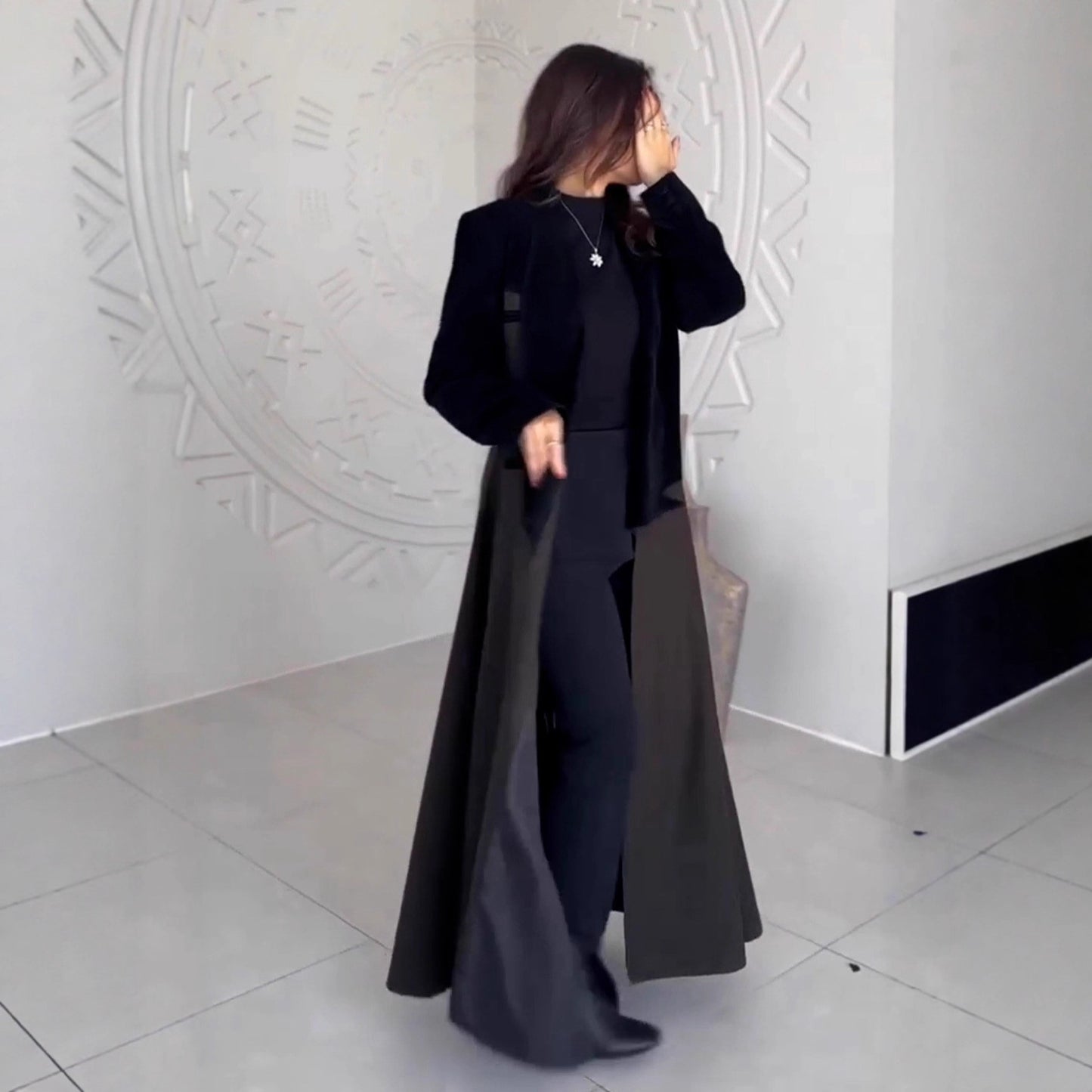 Women's Autumn Long Patchwork Free Lapel Trench Coats