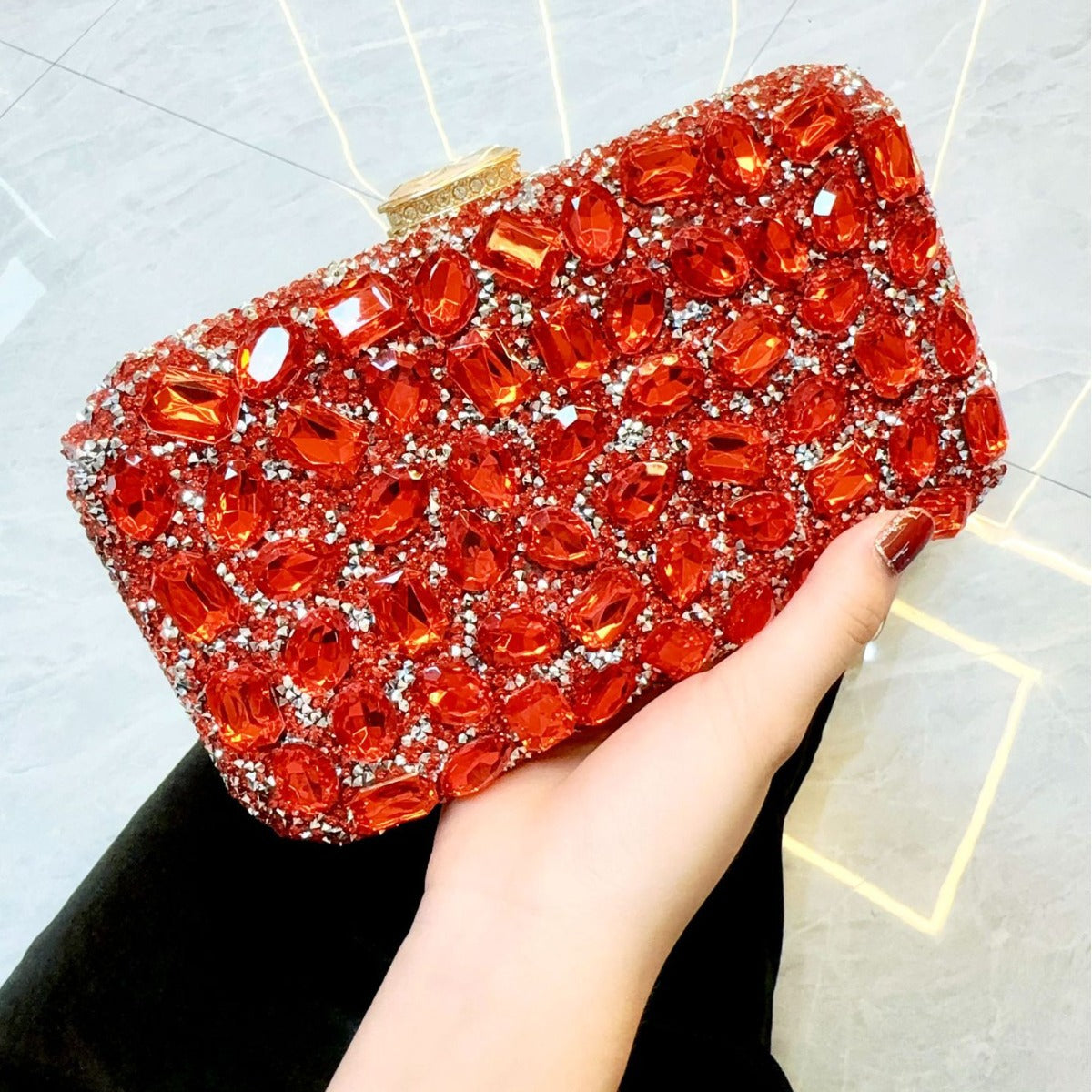 Women's Full Diamond Shiny Clutch Dinner Wedding Evening Bags