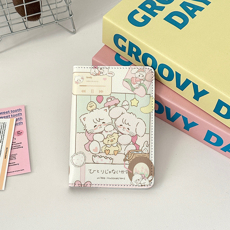 Cute Leather Overseas Passport Cover Storage Card Holder