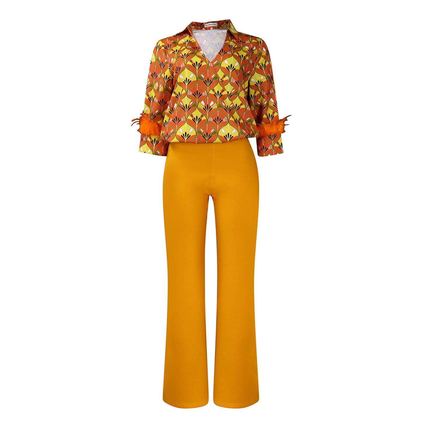 Women's Printed Shirt Wide Leg Two-piece African Suits