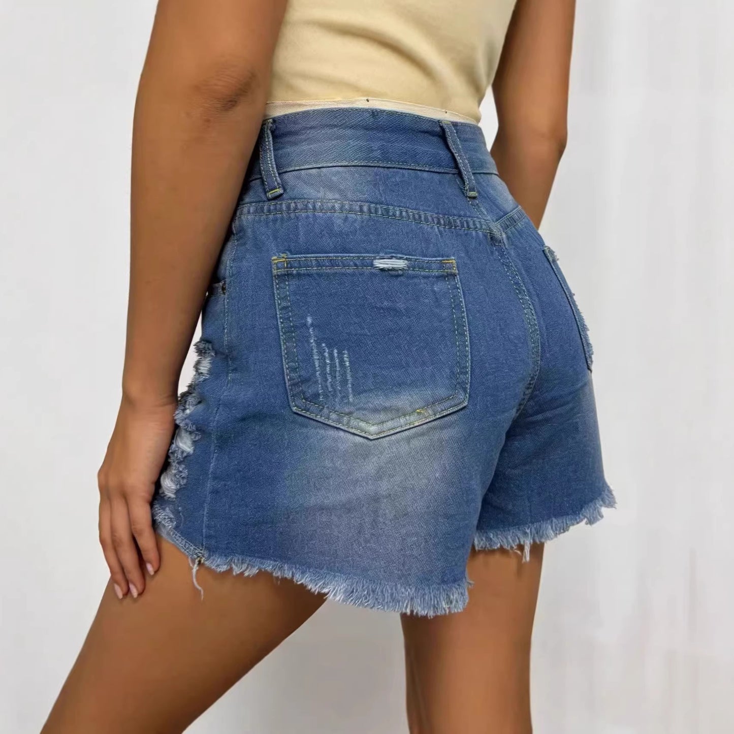 Classic Women's Ripped Frayed Thin Denim Women's Jeans