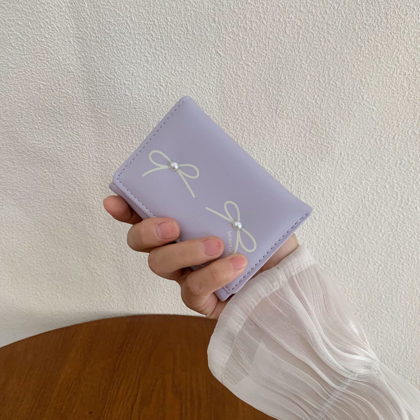 Women's Summer Versatile Bowknot Outing Cute Pearl Ladies Wallets