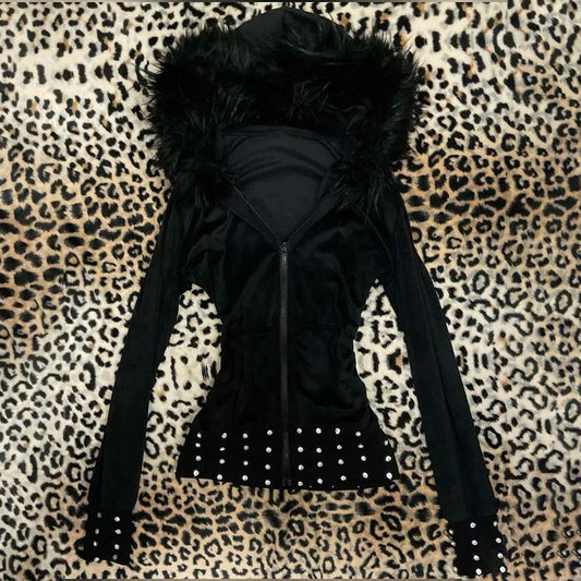 Zipper Design Cut Dark Sweet Spicy Wind Coats
