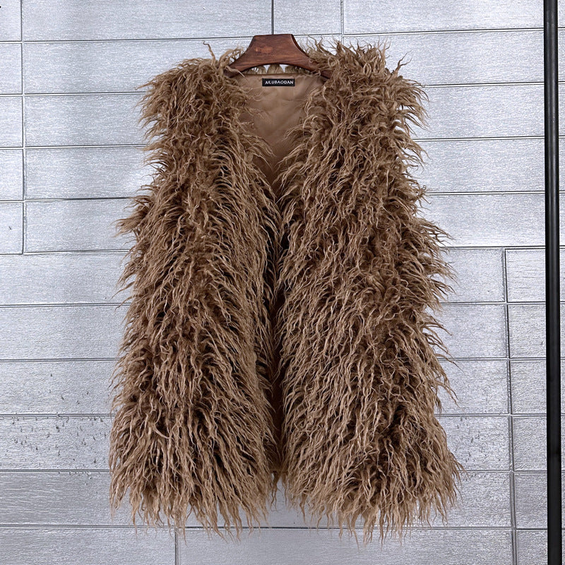 Women's Imitated Tibet Sheep Fur Mid-length Faux Coats