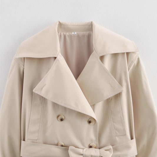 Women's Spring Stylish Simple Versatile Belt Wind Jackets