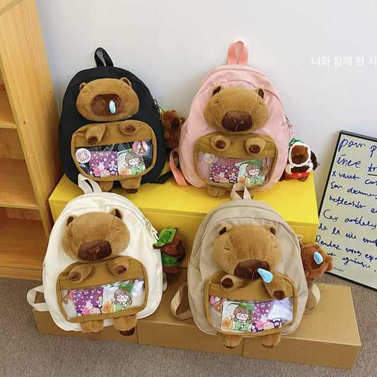 Children's Capybara Plush Large Capacity Cute Leisure Middle School Students' Schoolbags