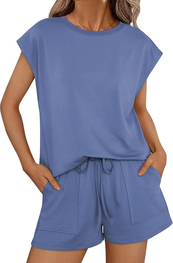 Women's Round Neck Loose Sleeves Two-piece Fashion Casual Suit