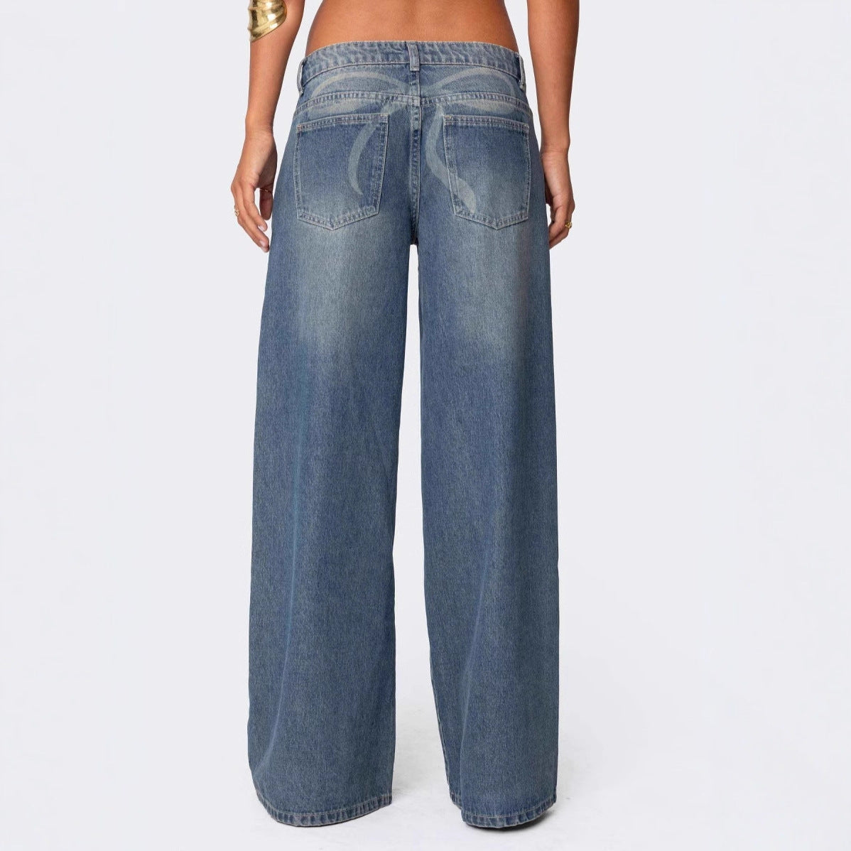 Loose Wide Leg Fashion Printed Denim Female Women's Jeans