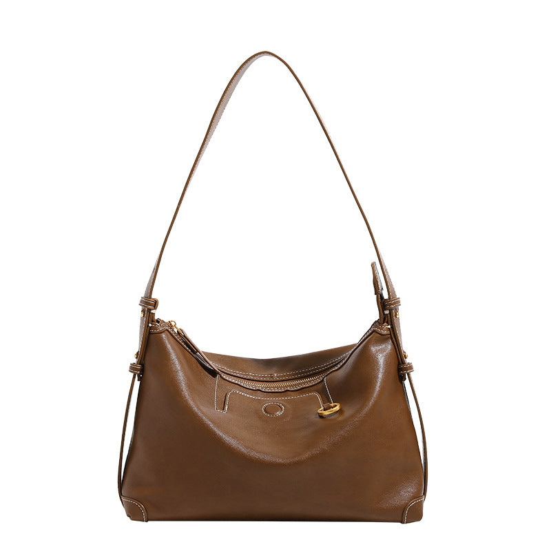 Women's Vegetable Tanning Leather Textured Suede Underarm Bags