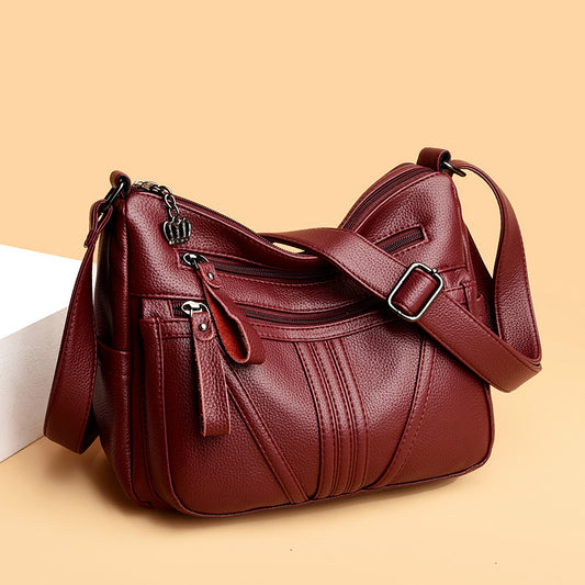 Women's Genuine Leather Fashionable Simple Commuter Large Crossbody Bags