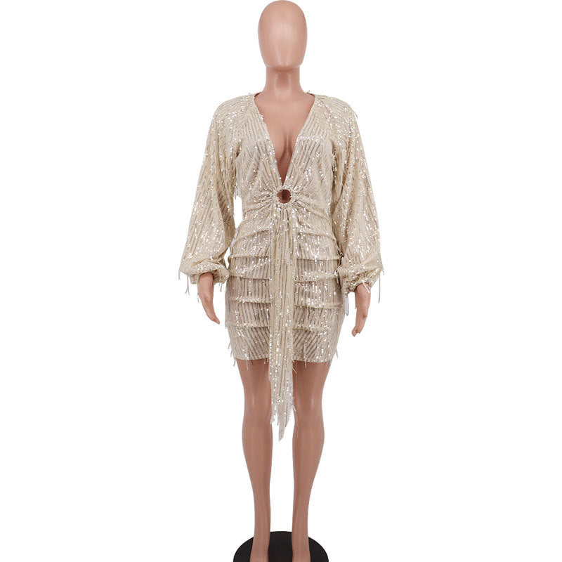 Women's Sexy Hot Long-sleeved Temperament Midi Dress