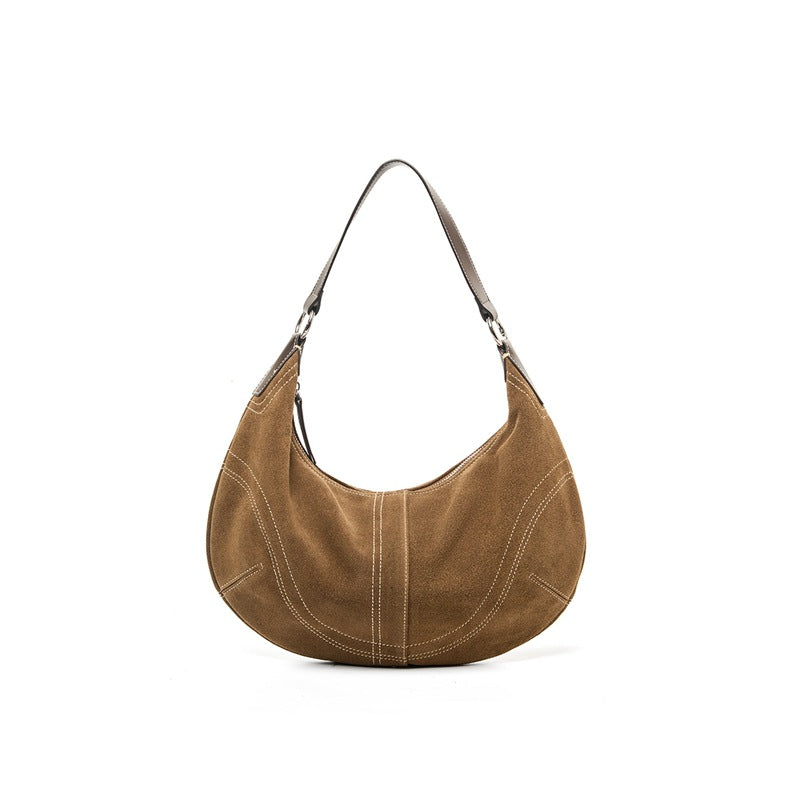 Women's Large Capacity Light Luxury Cowhide Single Armpit Bags