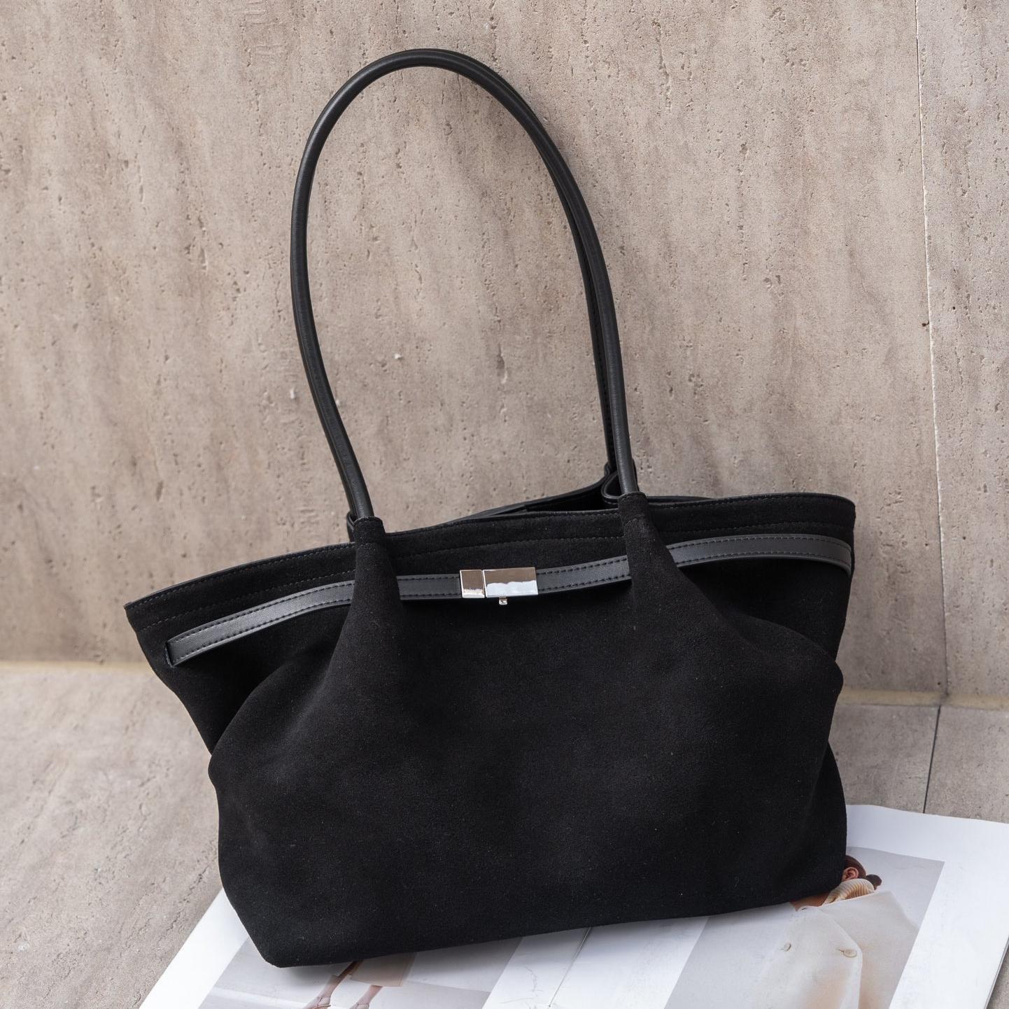 Women's Cowhide Large Capacity Commuter Vegetable Basket Tote Bags