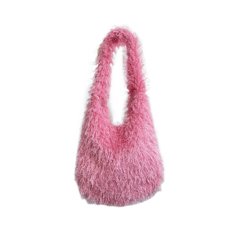 Large Capacity Cotton Candy Macaron Color Shoulder Bags