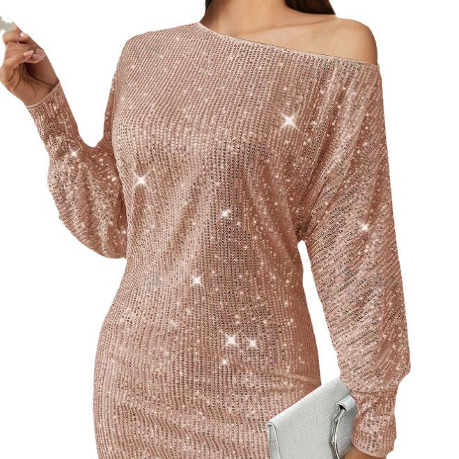 Women's Elegant Fashion Solid Color Long Sleeve Slim Fit Sheath Dress
