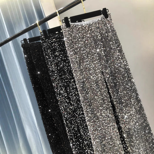 Women's Veet Sequined Large Long Leg Draping Pants